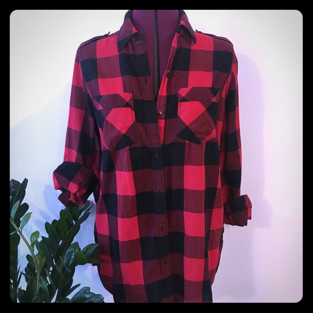 Express Red Buffalo Check Button-Down - image 1